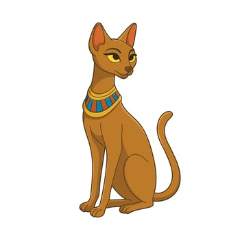 Cartoon cat with Egyptian necklace vector