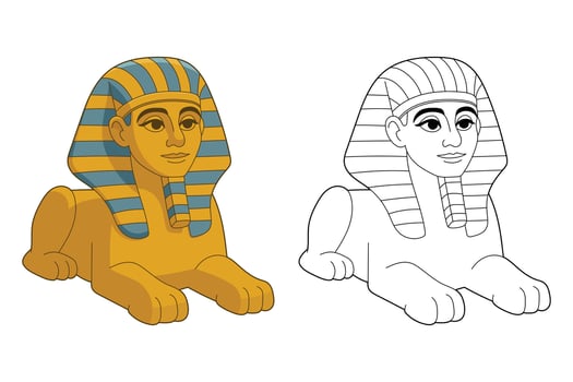 Colorful and outlined sphinx illustration vector