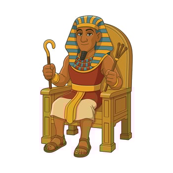 Pharaoh in traditional clothing on throne vector