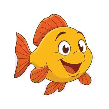 Smiling cartoon fish with orange fins vector