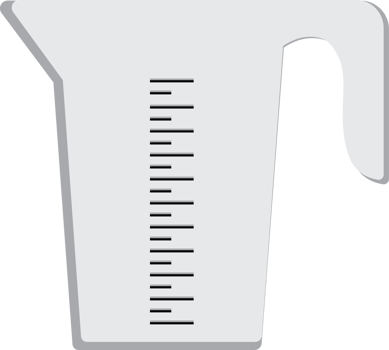 Minimalist Illustration of a Measuring Cup with Calibration Markings png