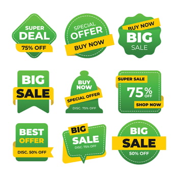 Colorful discount sale badges and offers vector