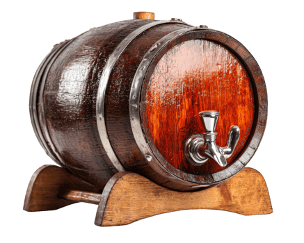 Wooden barrel tap isolated transparency background vintage rustic storage beverage container aged png