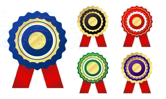 Decorative Award Medals with Pleated Ribbons for Competitions and Achievements vector
