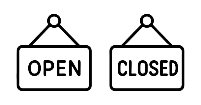 open and closed signs outline icon line art, black and white doodle style. Ideal for logo, tattoo, app, coloring book, web design, infographics, banner, poster, and more. illustration vector