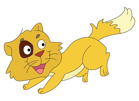 The cat is running and smiling vector