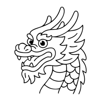 Chinese dragon icon line art, black and white doodle style. Ideal for logo, tattoo, app, coloring book, web design, infographics, banner, poster vector