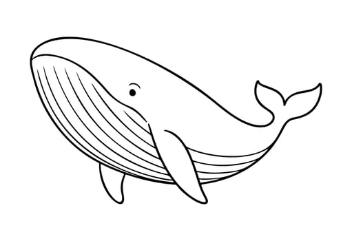 Whale outline icon line art, black and white doodle style. Ideal for logo, tattoo, app, coloring book, web design, infographics, banner, poster, and more. illustration vector