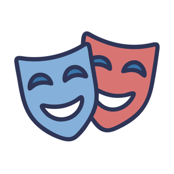 Comedy tragedy masks isolated on a transparent background theater drama png