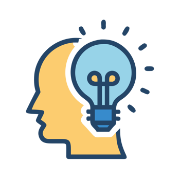 Human Head With Lightbulb Idea isolated on a transparent background profile png