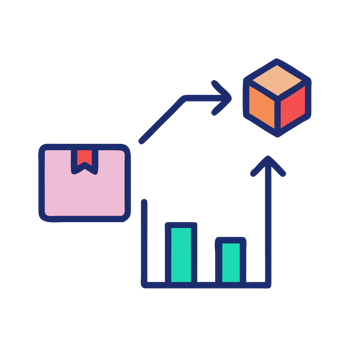 Pink box graph cube arrow diagram isolated on a transparent background image png