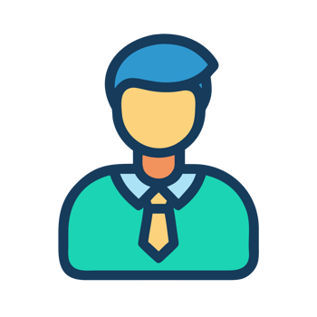 Person avatar with blue hair and tie isolated on a transparent background user profile png