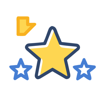 Yellow blue stars and arrow isolated on a transparent background rating award png