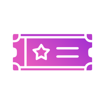 Star ticket with lines isolated on a transparent background purple pink png