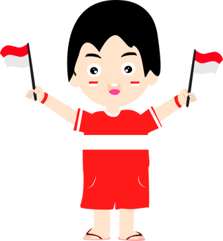 Illustration of Boy Celebrating Indonesian Independence Day png