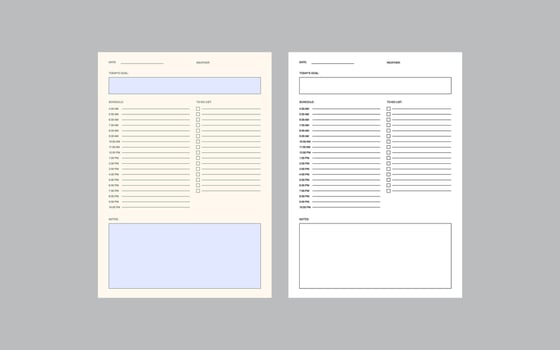 Minimalist Daily Planner Template Printable, Modern and Editable Design vector