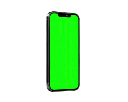 Mobile phone with green screen, isolated on transparent background, modern smartphone, blank display, technology device, digital gadget, vertical orientation png