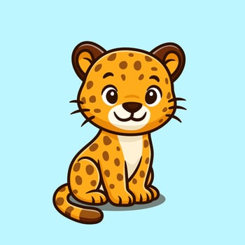 cute cartoon animal jaguar sitting vector