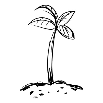 A young plant sprout growing from the soil, isolated on white background vector