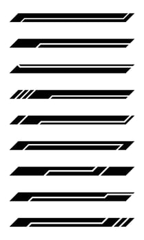 Automotive geometric stripes racing car sticker set vector