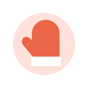 Simple Coral Oven Mitt Icon Minimalist Kitchen Design Element Warm Cozy Cute Illustration png