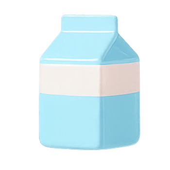 Cute Kawaii Milk Carton in Blue Pastel 3D Style png