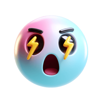 Electrified Emoji with Wide Open Mouth on transparent background shocked png