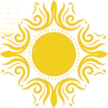 Yellow sun symbol isolated on white background vector