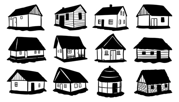 old house silhouette vector