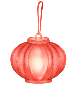 Watercolor Chinese lantern for Lunar New Year celebration. Hanging lighting decoration. Clipart. Hand-drawn illustration for stickers, greeting cards, posters, invitations png