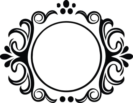 Ornate oval decorative frame with elegant swirls isolated on white background vector