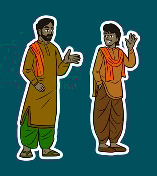 Two men in traditional attire vector