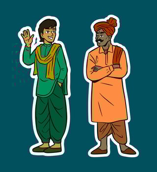 Two men in traditional outfits vector