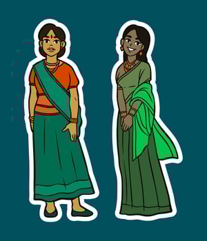 Women in traditional Indian clothing vector