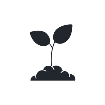 young sapling growing in a mound of soil. Represents new growth, reforestation, gardening, nature, and hope for the future. vector