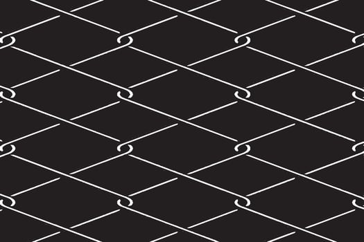 Minimal Diamond Wire Fence . Black Background with White Geometric Pattern vector