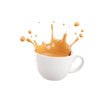 3d icon concepts or tea splashing from white cup on transparent background, perfect for breakfast and morning Coffee png