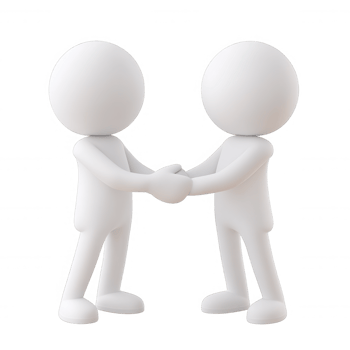 Two white 3d a user icon shaking hands, creating characters simple yet powerful image of agreement and partnership on a transparent background png