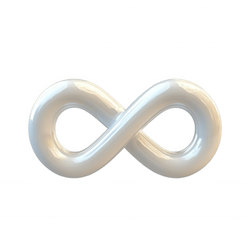 3d icon Glossy white on symbol floating infinity a transparent background, representing limitless possibilities and eternal concepts png