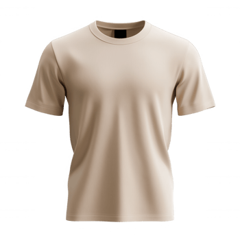 Simple, clean beige t shirt mockup isolated on transparent background, ideal for displaying designs, logos, or artwork png