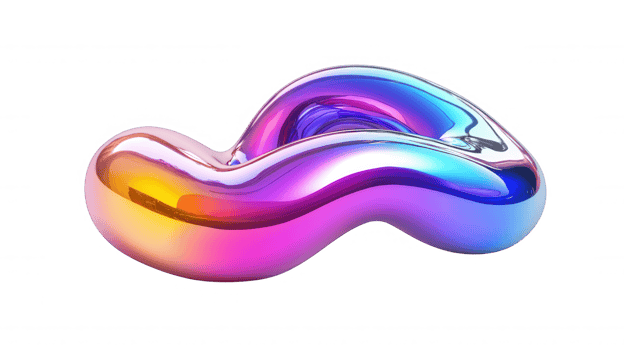 3d icon Colorful holographic abstract fluid shape floating on a transparent background, perfect for modern and futuristic designs png