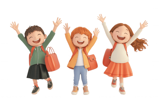 3d icon user Cheerful students leaping skyward, background raised, radiating school spirit against transparent arms png