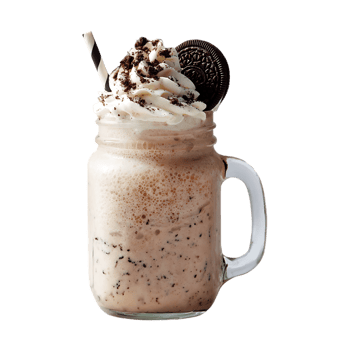Creamy milkshake in a glass jar topped with whipped cream and a cookie a refreshing summer treat png