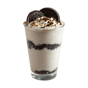 Delicious creamy milkshake topped with whipped cream and chocolate cookies perfect dessert treat png