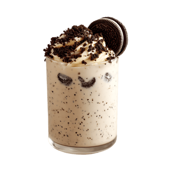 Creamy milkshake topped with cookie crumbs and a cookie a delicious dessert drink png