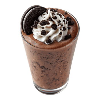 Chocolate milkshake with whipped cream and cookie png