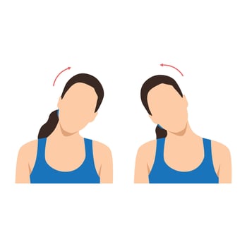 Side Neck Stretch Exercise for Flexibility. vector
