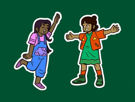 Kids jumping with joy in colorful outfits vector