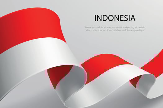 Indonesia Flag Waving Ribbon Design on Light Background vector