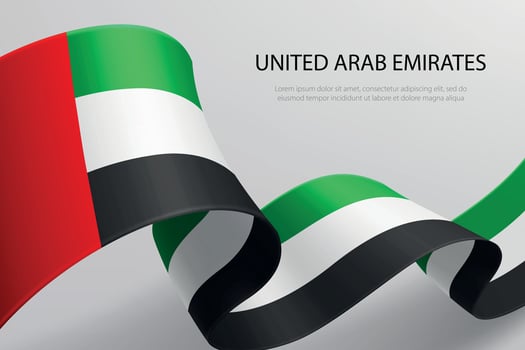 United Arab Emirates Flag Waving Ribbon Design on Light Background vector